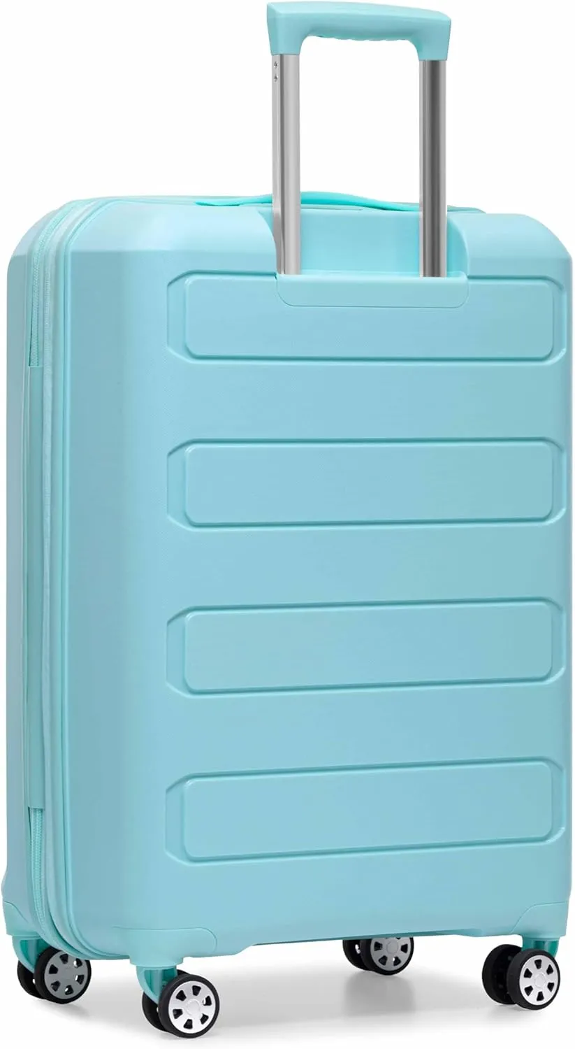 Traveler's Choice Pagosa Indestructible Hardshell Expandable Spinner Luggage, Baby Blue, 2-Piece Set (22/26)