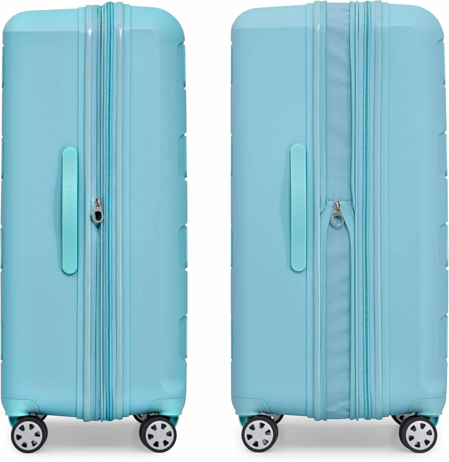 Traveler's Choice Pagosa Indestructible Hardshell Expandable Spinner Luggage, Baby Blue, 2-Piece Set (22/26)