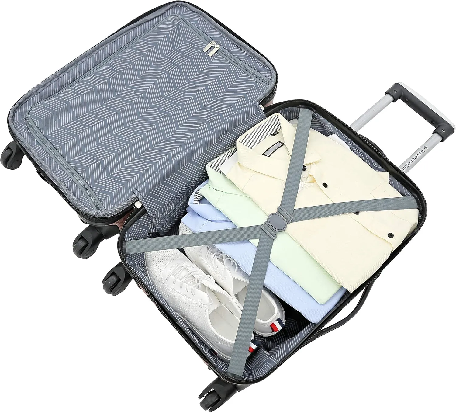 Travelers Club Chicago Hardside Expandable Spinner Luggage, Rose Gold, 3 Piece Set