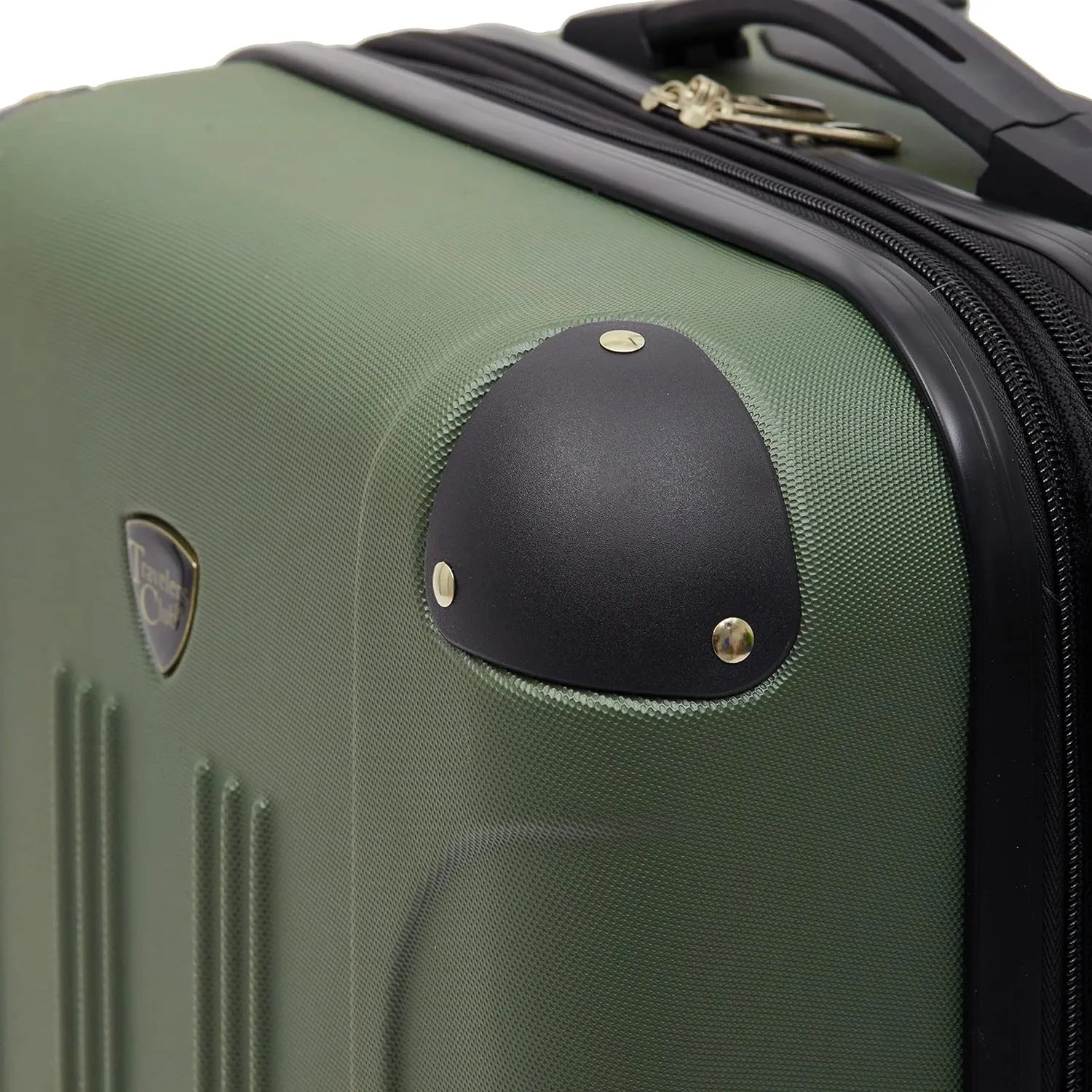 Travelers Club Chicago Hardside Expandable Spinner Luggage, Thyme Green, 20" Carry-On