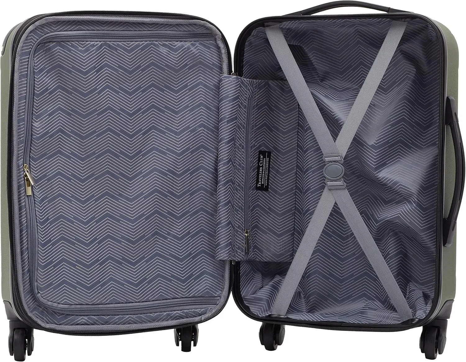 Travelers Club Chicago Hardside Expandable Spinner Luggage, Thyme Green, 20" Carry-On