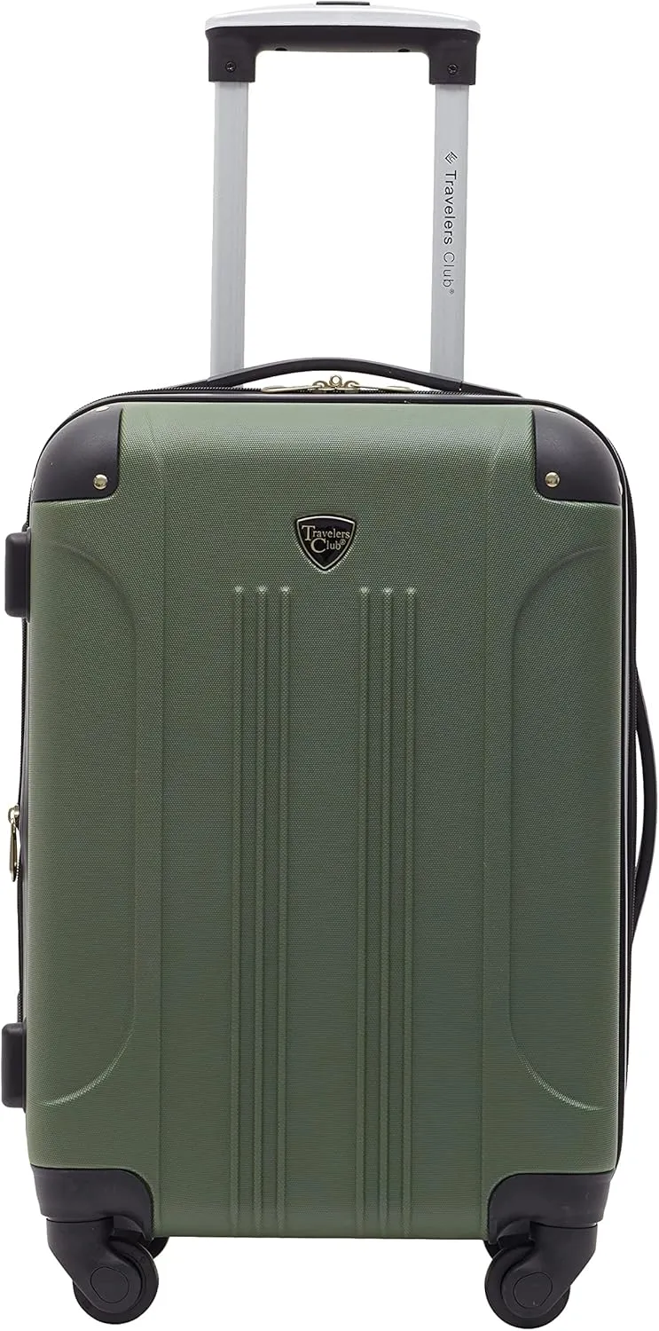 Travelers Club Chicago Hardside Expandable Spinner Luggage, Thyme Green, 20" Carry-On