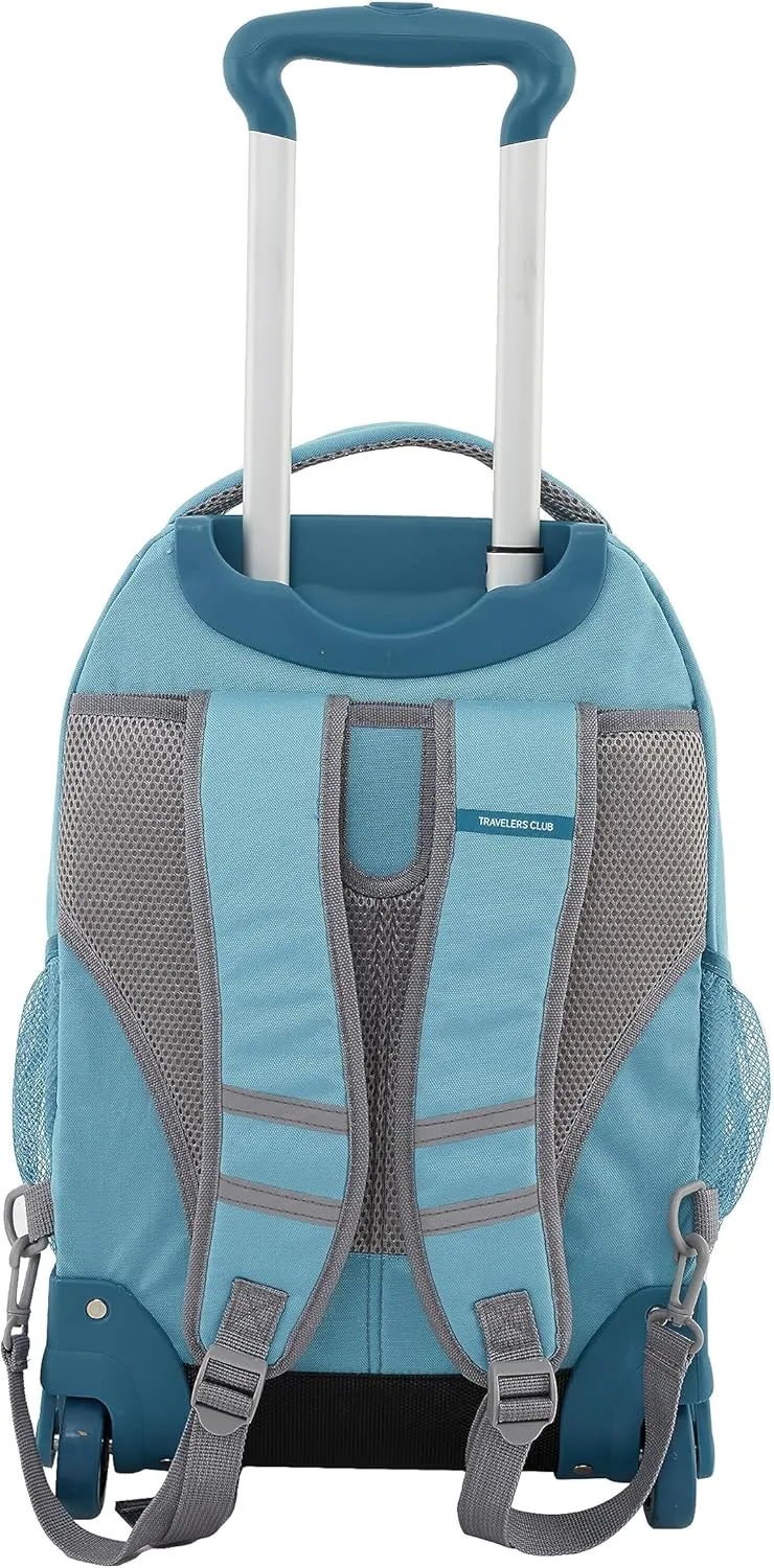 Travelers Club Rolling Backpack, Aqua, 20 Inch with Laptop Compartment