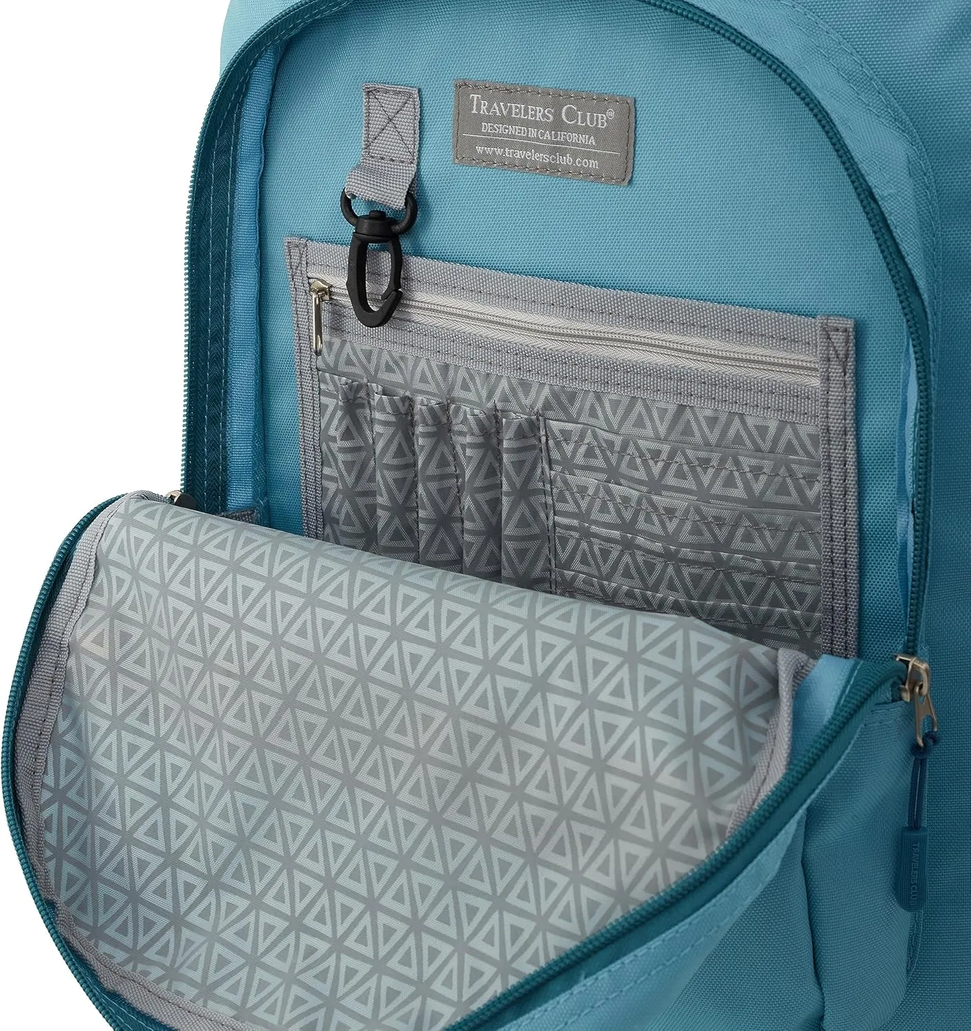 Travelers Club Rolling Backpack, Aqua, 20 Inch with Laptop Compartment