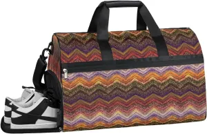 Tribe Boho Wave Copper Gym Bag for Men Women Fitness Workout Sports Duffle Bag with Shoes Compartment Water Resistant Overnight Weekender Duffel Bag