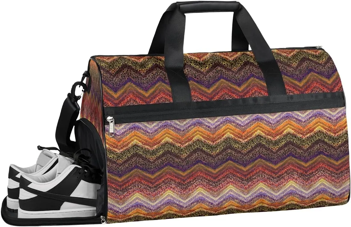 Tribe Boho Wave Copper Gym Bag for Men Women Fitness Workout Sports Duffle Bag with Shoes Compartment Water Resistant Overnight Weekender Duffel Bag