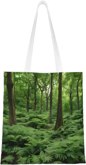 (Tropical Rainforest) Reusable Canvas Tote Bag For Women Lightweight Handbag Shopping Bag Stylish Shoulder Bag