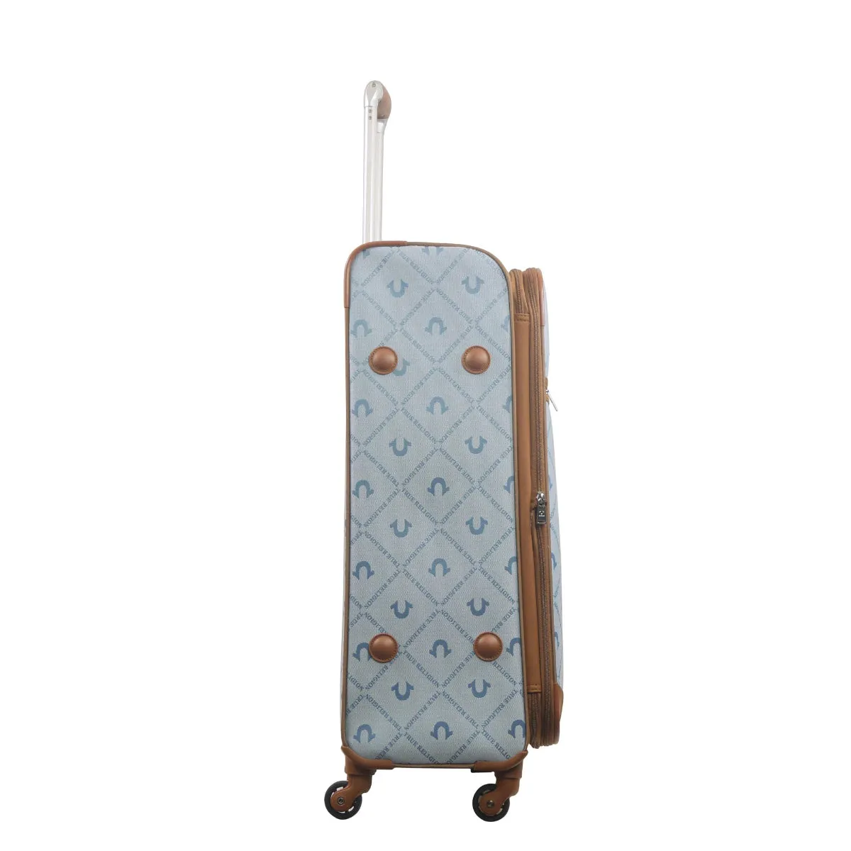 True Religion Light Blue 31" Soft Sided Logo Monogram Spinner Luggage