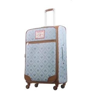 True Religion Light Blue 31" Soft Sided Logo Monogram Spinner Luggage