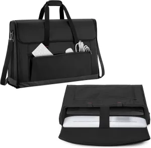 Trunab Monitor Carrying Case 24-27 Inch Padded Travel Bag Hold Up to 2 LCD Screens/TVs, Not Compatible with iMac, with Accessories Pocket, Shoulder Strap, PU Bottom, Black