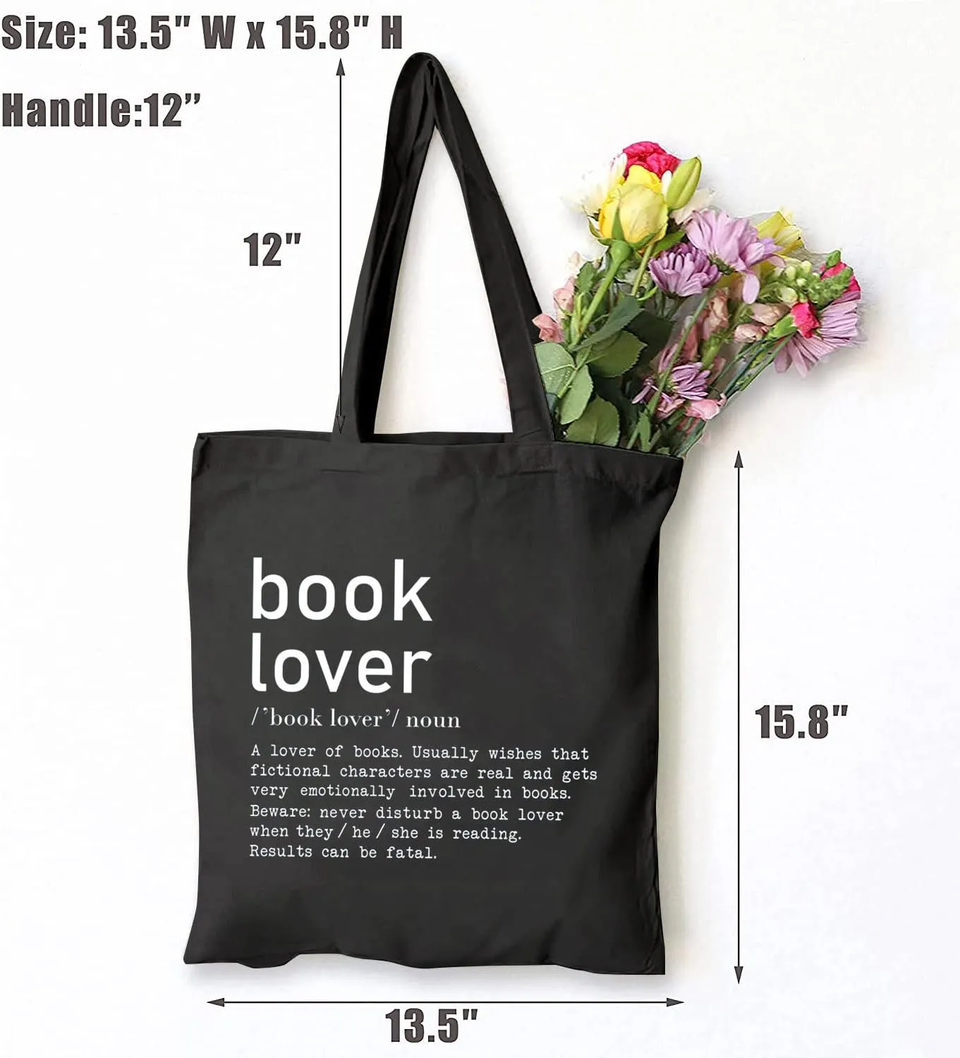 TSIIUO Women's Book Lover Noun Canvas Tote Bag Funny Reader Gift Library Reusable Shopping Canvas Bag