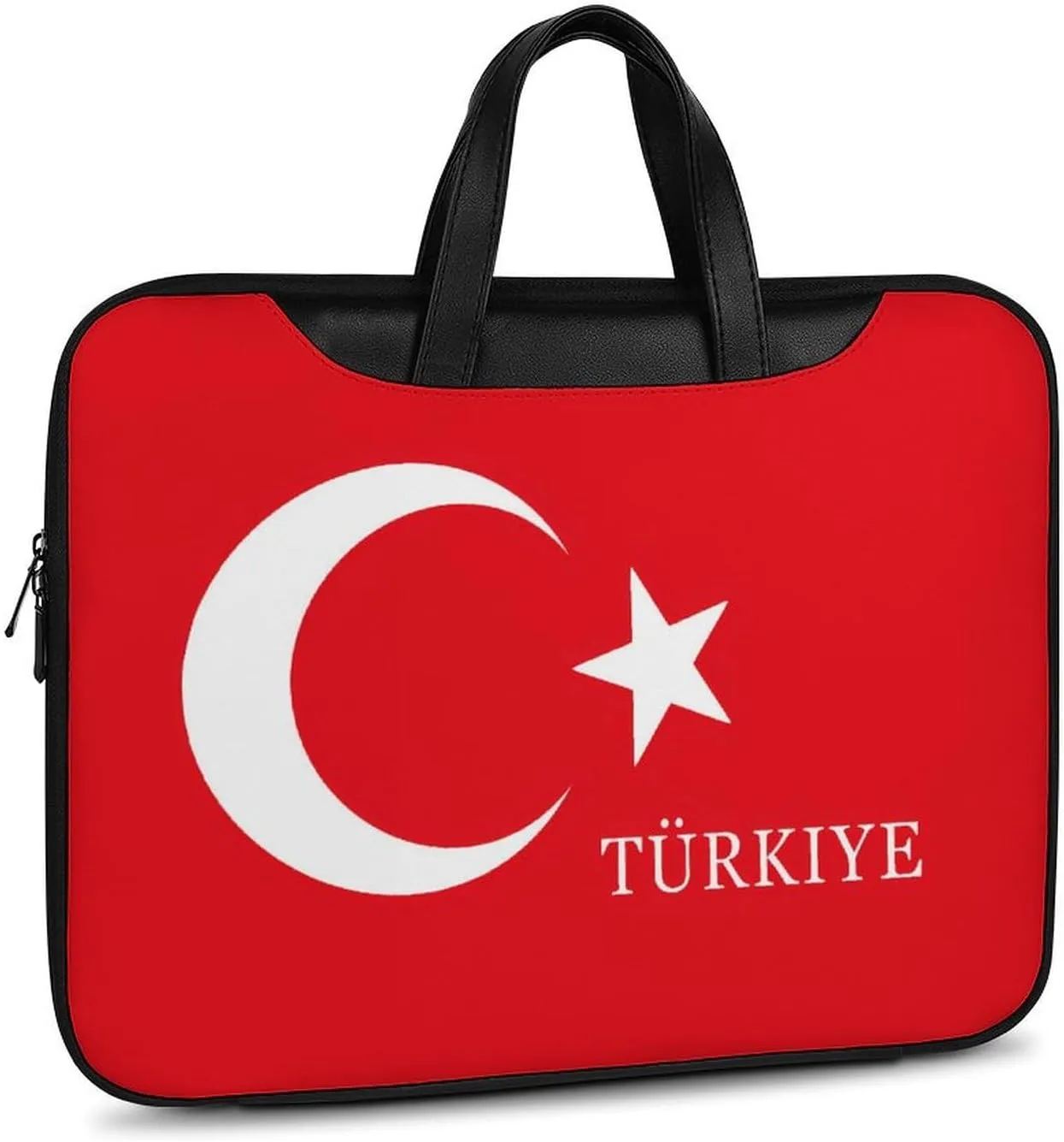 Turkey Turkish Flag of Türkiye Leather Bag Laptop Case Slim Water Resistant Computer Bags with Handle Briefcase for Work