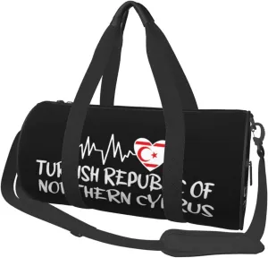 Turkish Republic Of Northern Cyprus Heartbeat Duffel Bag Gym Bag Travel Sports Tote Large Foldable Beach Swim Yoga9