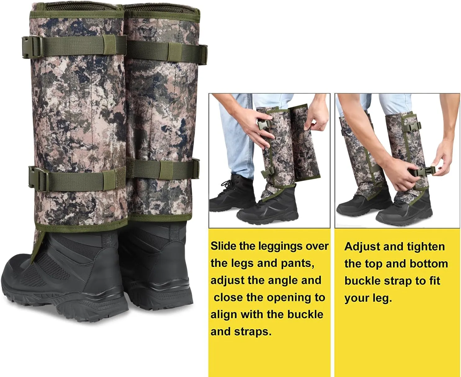 UIIHUNT Snake Gaiters, Waterproof Snake Chaps Snake Gaiter for Men Women, Adjustable Snake Bite Protection Snake Guards