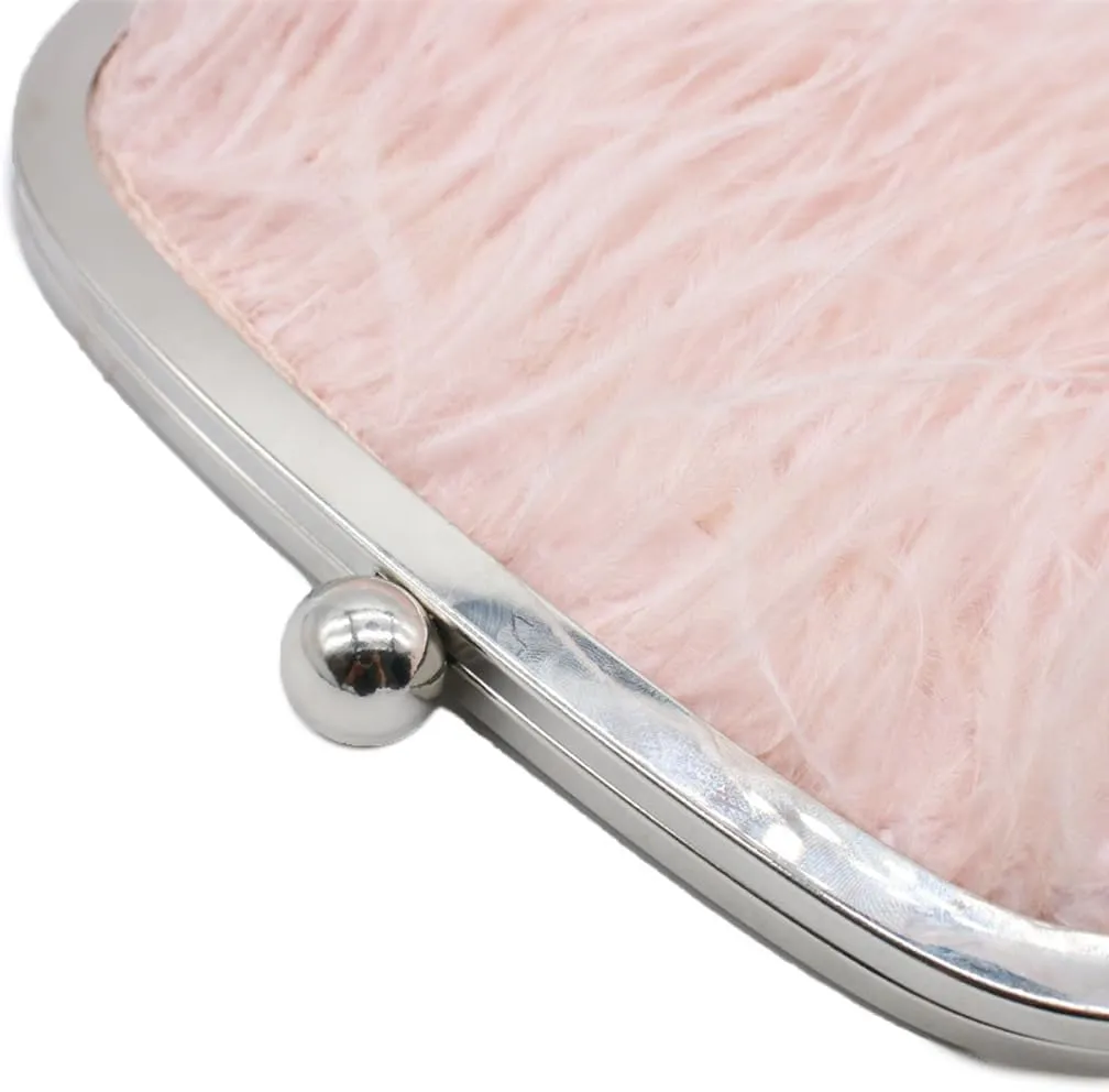 UMREN Feather Clutches Purses for Women Vintage Evening Clutch Fluffy Feather Handbag Crossbody Bag