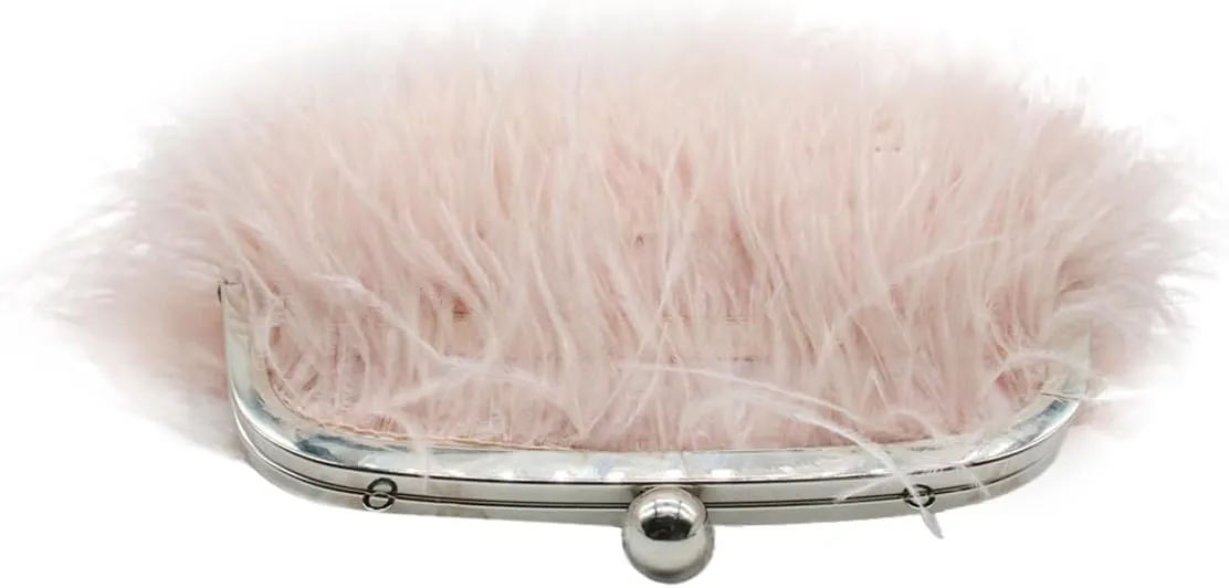 UMREN Feather Clutches Purses for Women Vintage Evening Clutch Fluffy Feather Handbag Crossbody Bag