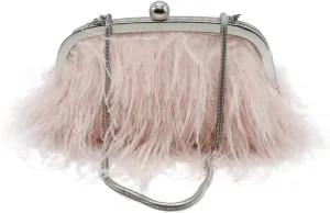 UMREN Feather Clutches Purses for Women Vintage Evening Clutch Fluffy Feather Handbag Crossbody Bag