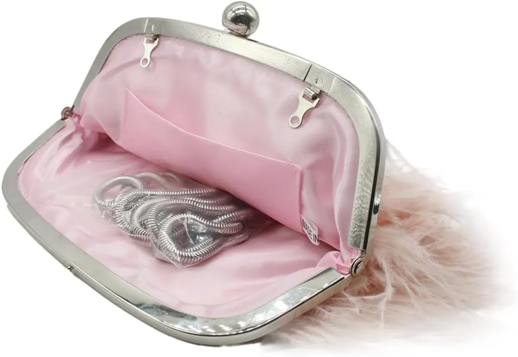 UMREN Feather Clutches Purses for Women Vintage Evening Clutch Fluffy Feather Handbag Crossbody Bag