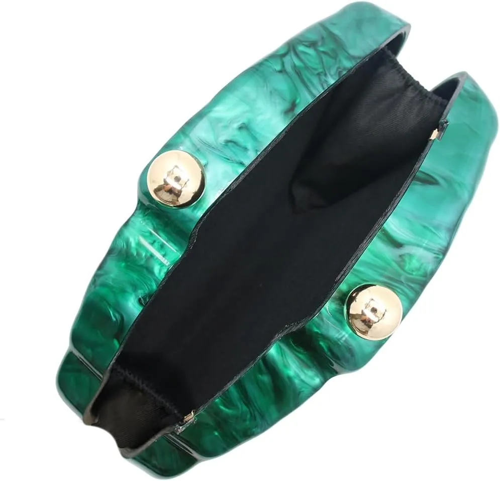 UMREN Lovely Acrylic Shell Shaped Clutch for Women Acrylic Evening Clutch Purse Marble Handbag for Wedding Cocktail Party