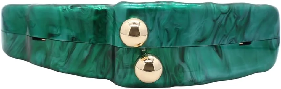 UMREN Lovely Acrylic Shell Shaped Clutch for Women Acrylic Evening Clutch Purse Marble Handbag for Wedding Cocktail Party
