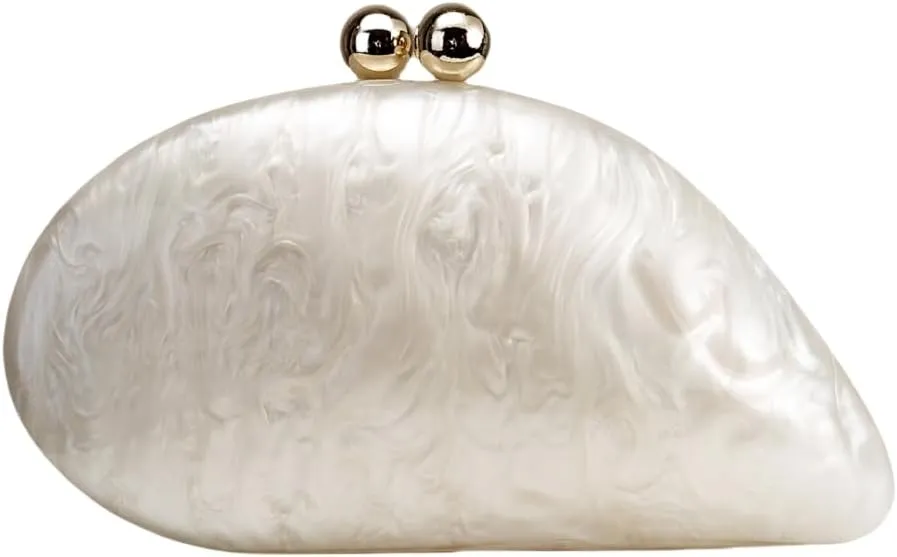 UMREN Seashell Chain Shoulder Bag for Women Acrylic Evening Clutch Bag Glitter Marble Purse Handbag for Wedding Party Prom