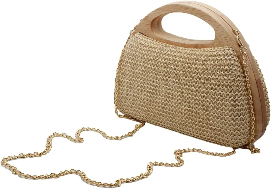 UMREN Straw Clutch Handbags Women Beach Crossbody Hand-woven Summer Purse Wallet Top handle Evening Bag for Wedding Party