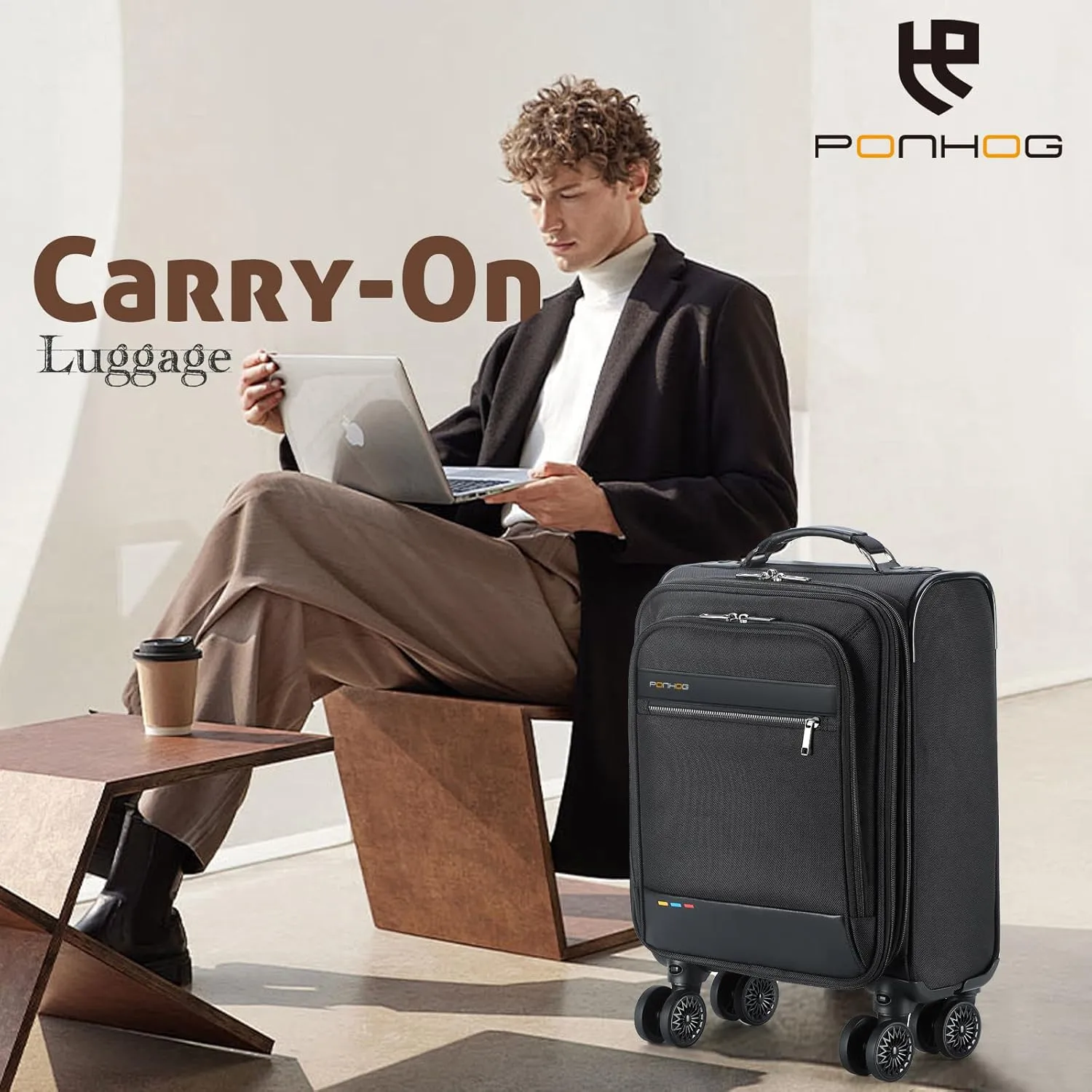 Underseat Carry on Luggage With Wheels - 18 Inch Softside Expandable Under Seat Suitcase, Airline Approved Personal Item Bag for Men Women, Black