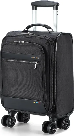 Underseat Carry on Luggage With Wheels - 18 Inch Softside Expandable Under Seat Suitcase, Airline Approved Personal Item Bag for Men Women, Black