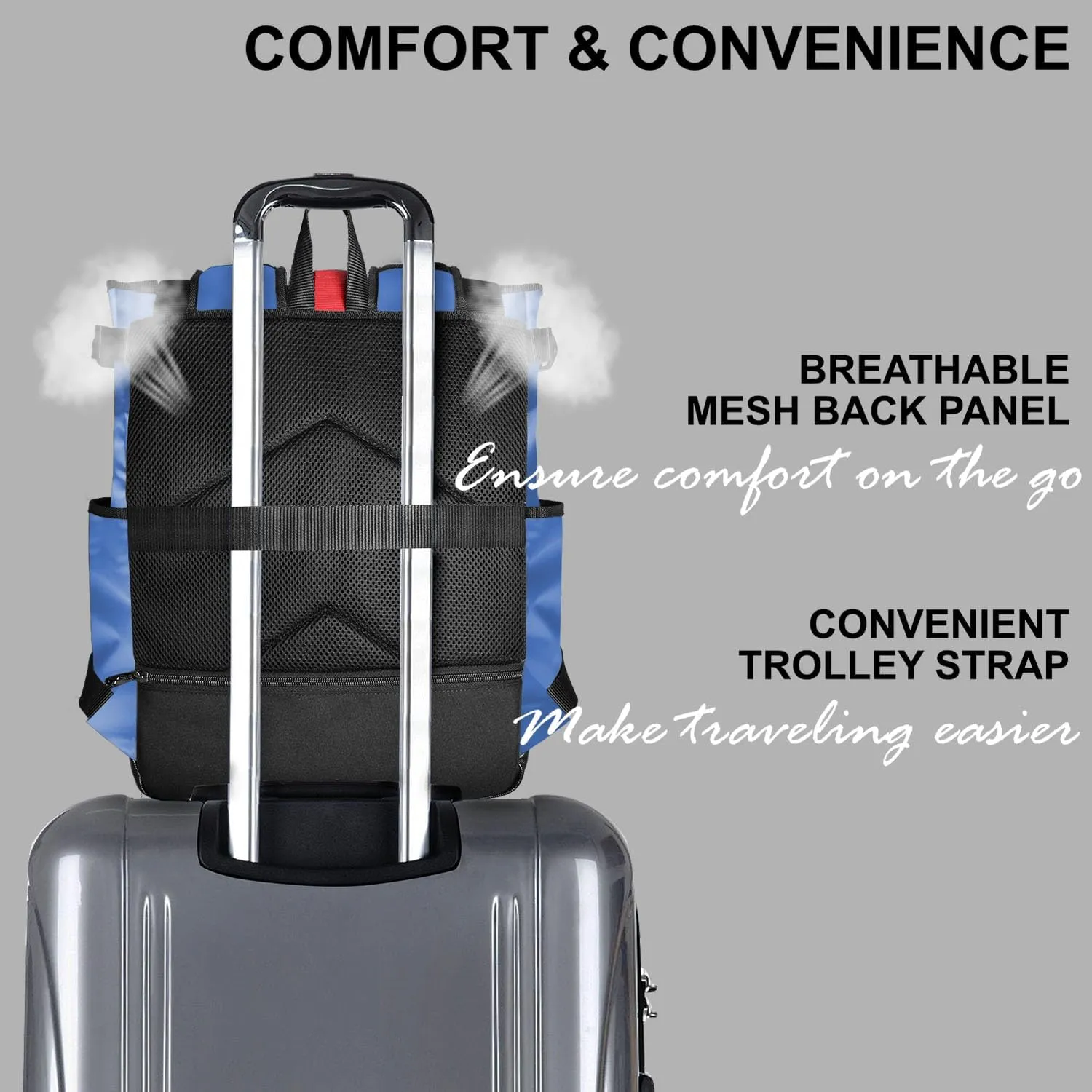 Unisex Laptop Tote Backpack Convertible Lightweight Nylon Water-Resistant Everyday Shoulder Tote bag Backpack with Water Bottle Pocket Work Travel, Royal Blue