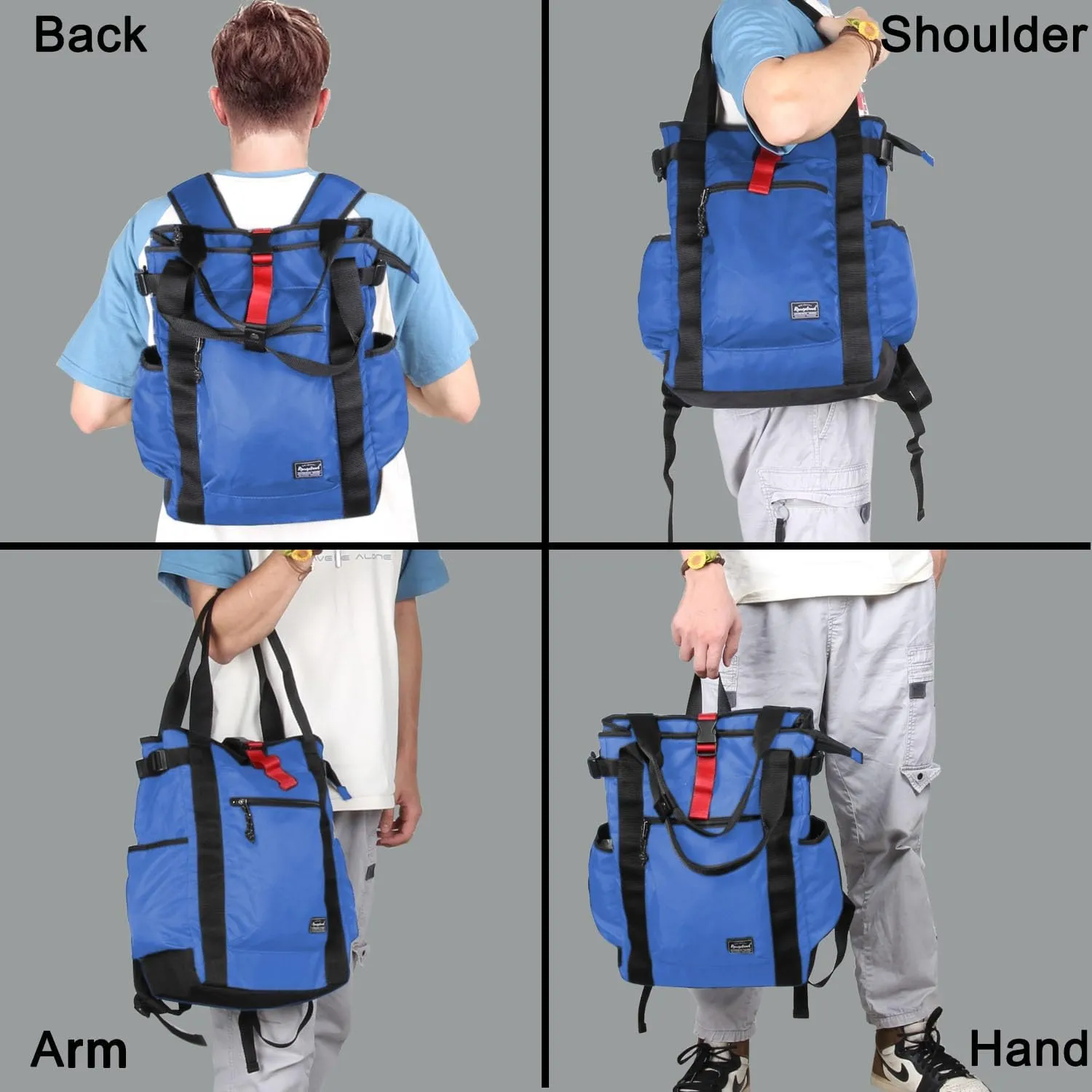 Unisex Laptop Tote Backpack Convertible Lightweight Nylon Water-Resistant Everyday Shoulder Tote bag Backpack with Water Bottle Pocket Work Travel, Royal Blue