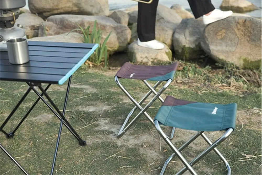 UNISTRENGH Folding Camping Stool Lightweight Portable Folding Camp Stools Ultralight for Outdoor BBQ Fishing Traveling Hiking Backpacking (Dark Green)