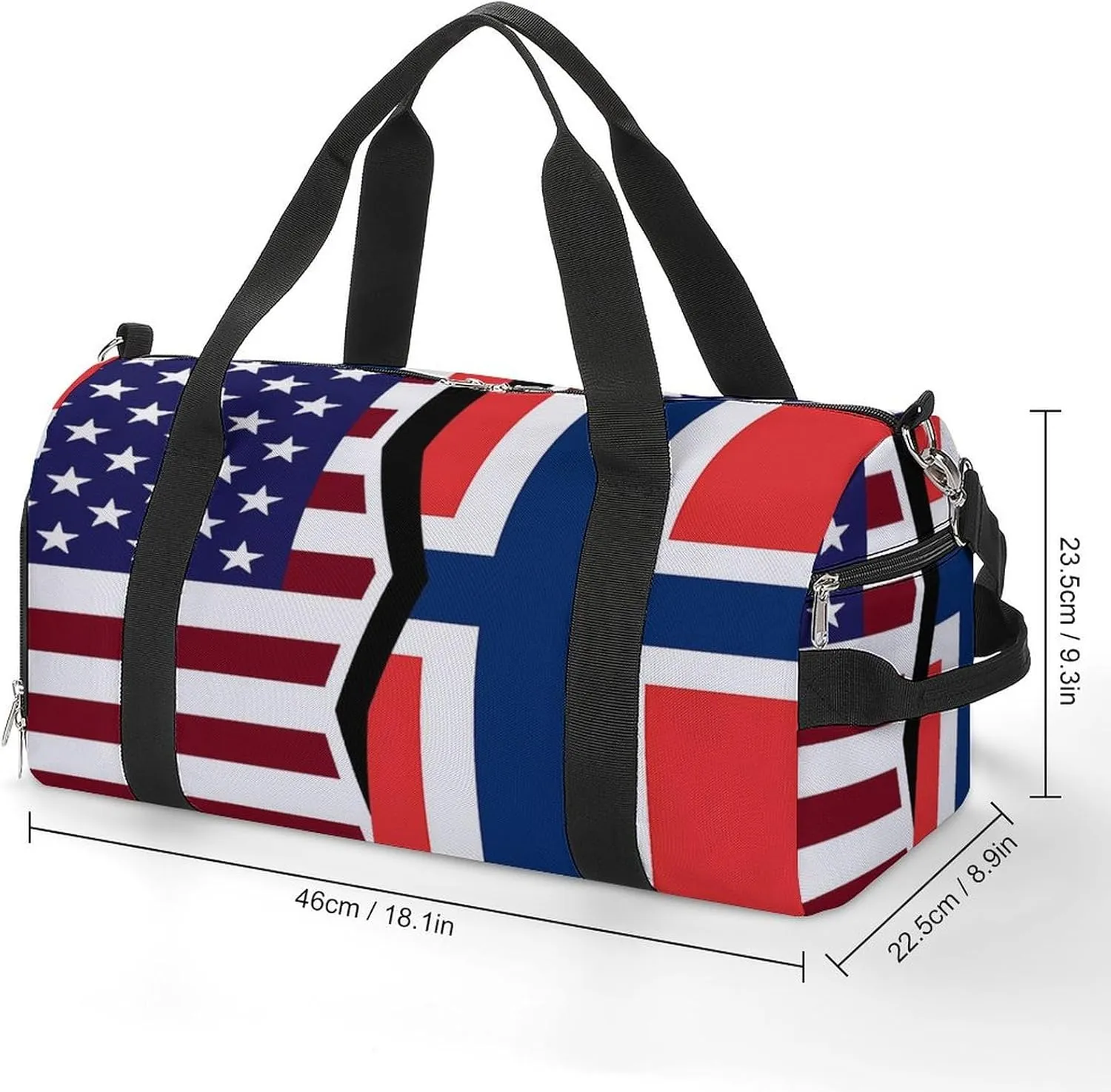 United States And Norway Flag Gym Bag-Workout Organizer with Water Resistant Compartments for Gym Lovers
