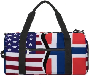 United States And Norway Flag Gym Bag-Workout Organizer with Water Resistant Compartments for Gym Lovers