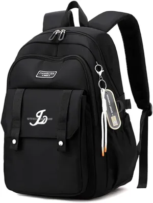 University Bookbag copmuter Daypack Backpack Outdoor Bag Waterproof Travel Notebook College Backpack (Black)