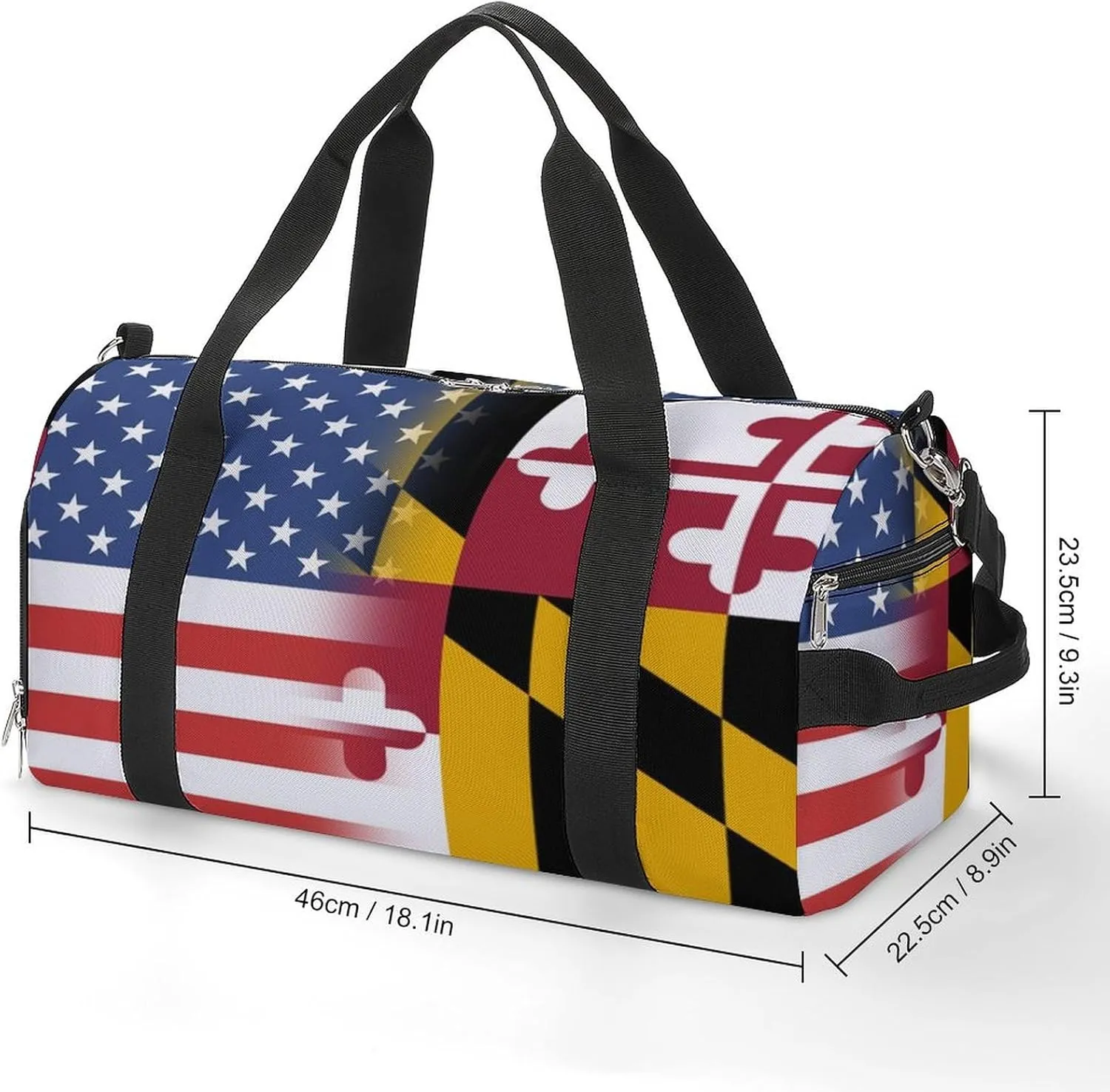 US And Maryland State Flag Gym Bag-Workout Organizer with Water Resistant Compartments for Gym Lovers