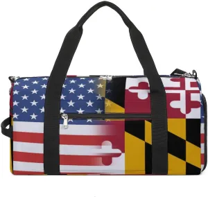 US And Maryland State Flag Gym Bag-Workout Organizer with Water Resistant Compartments for Gym Lovers