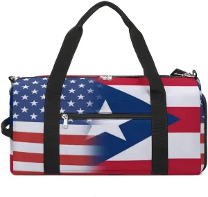 US And Puerto Rico Flag Gym Bag-Workout Organizer with Water Resistant Compartments for Gym Lovers