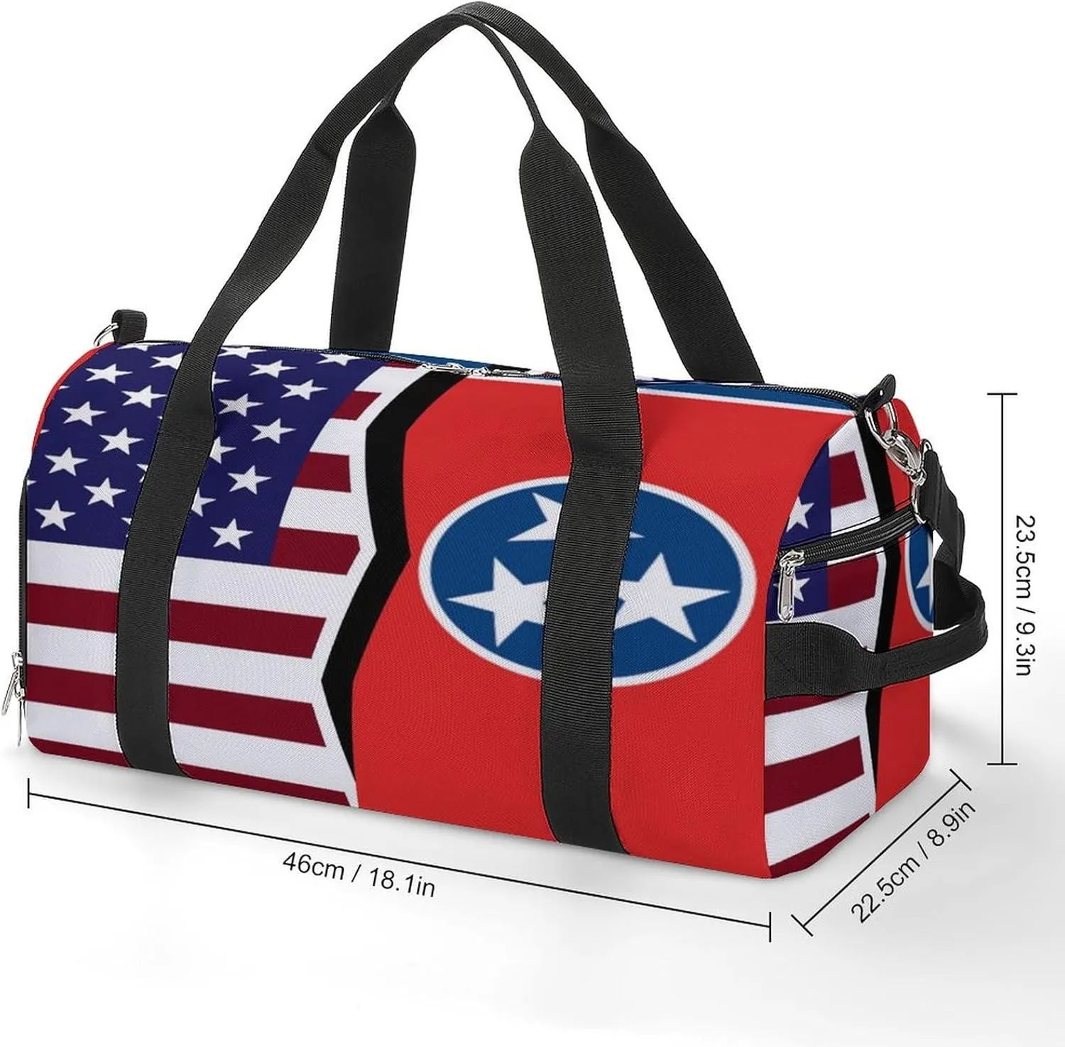 US And Tennessee State Flag Gym Bag-Workout Organizer with Water Resistant Compartments for Gym Lovers