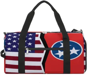 US And Tennessee State Flag Gym Bag-Workout Organizer with Water Resistant Compartments for Gym Lovers