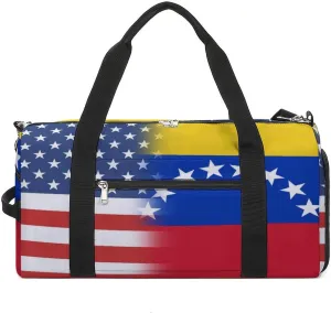 US And Venezuela Flag Gym Bag-Workout Organizer with Water Resistant Compartments for Gym Lovers