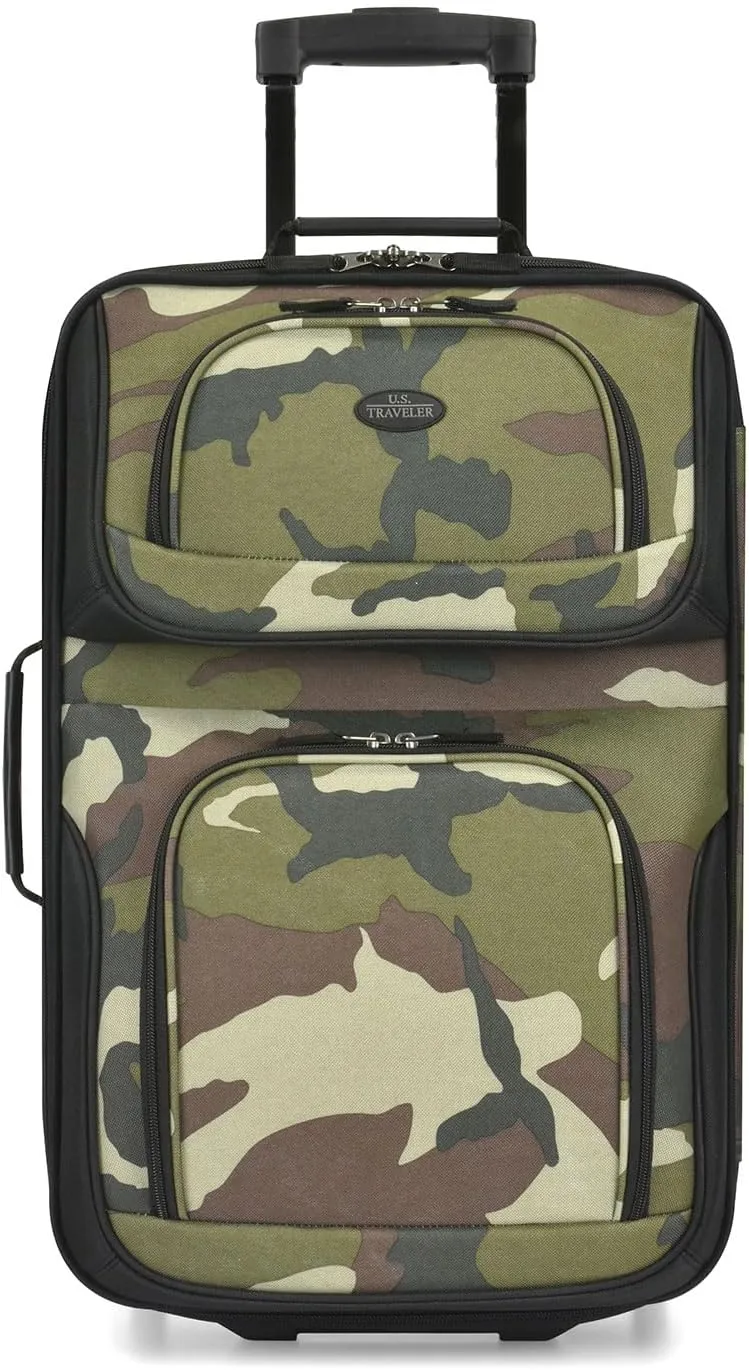 U.S. Traveler Lightweight Rolling 20" Carry On Luggage Softside Suitcase, Camouflage, 2 Wheel-1 Piece