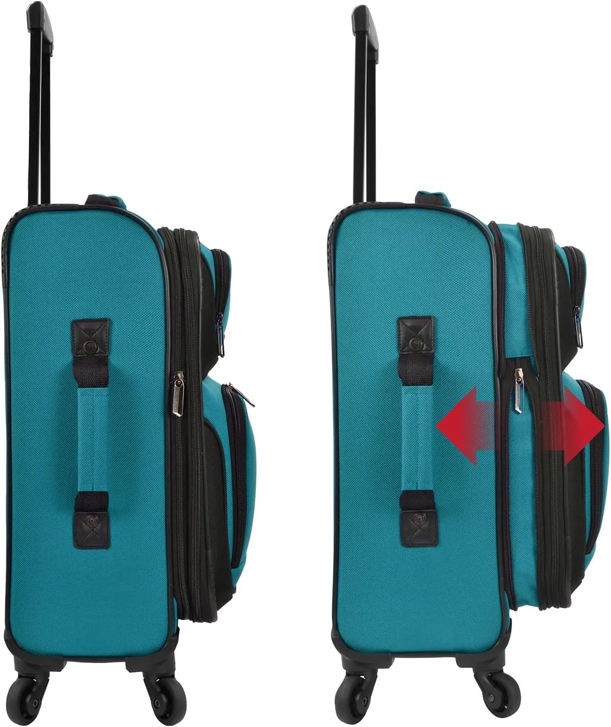 U.S. Traveler Lightweight Rolling 20" Carry On Luggage Softside Suitcase, Teal, 4 Wheel
