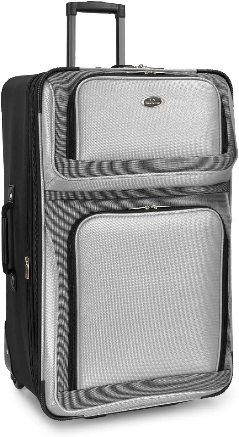 U.S. Traveler New Yorker Lightweight Softside Expandable Travel Rolling Luggage, Gray, 4-Piece Set (15/21/25/29)