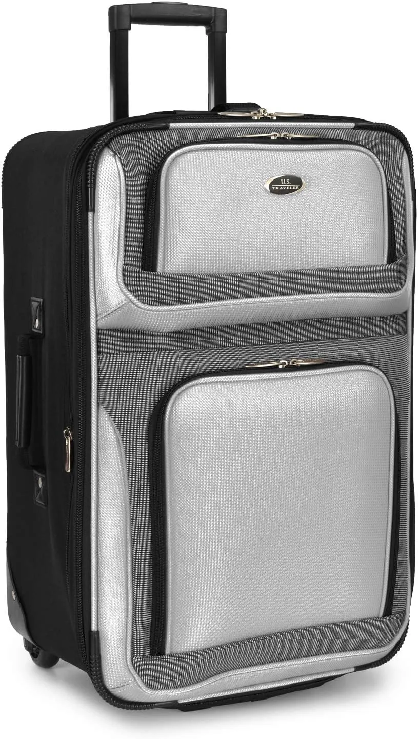 U.S. Traveler New Yorker Lightweight Softside Expandable Travel Rolling Luggage, Gray, 4-Piece Set (15/21/25/29)