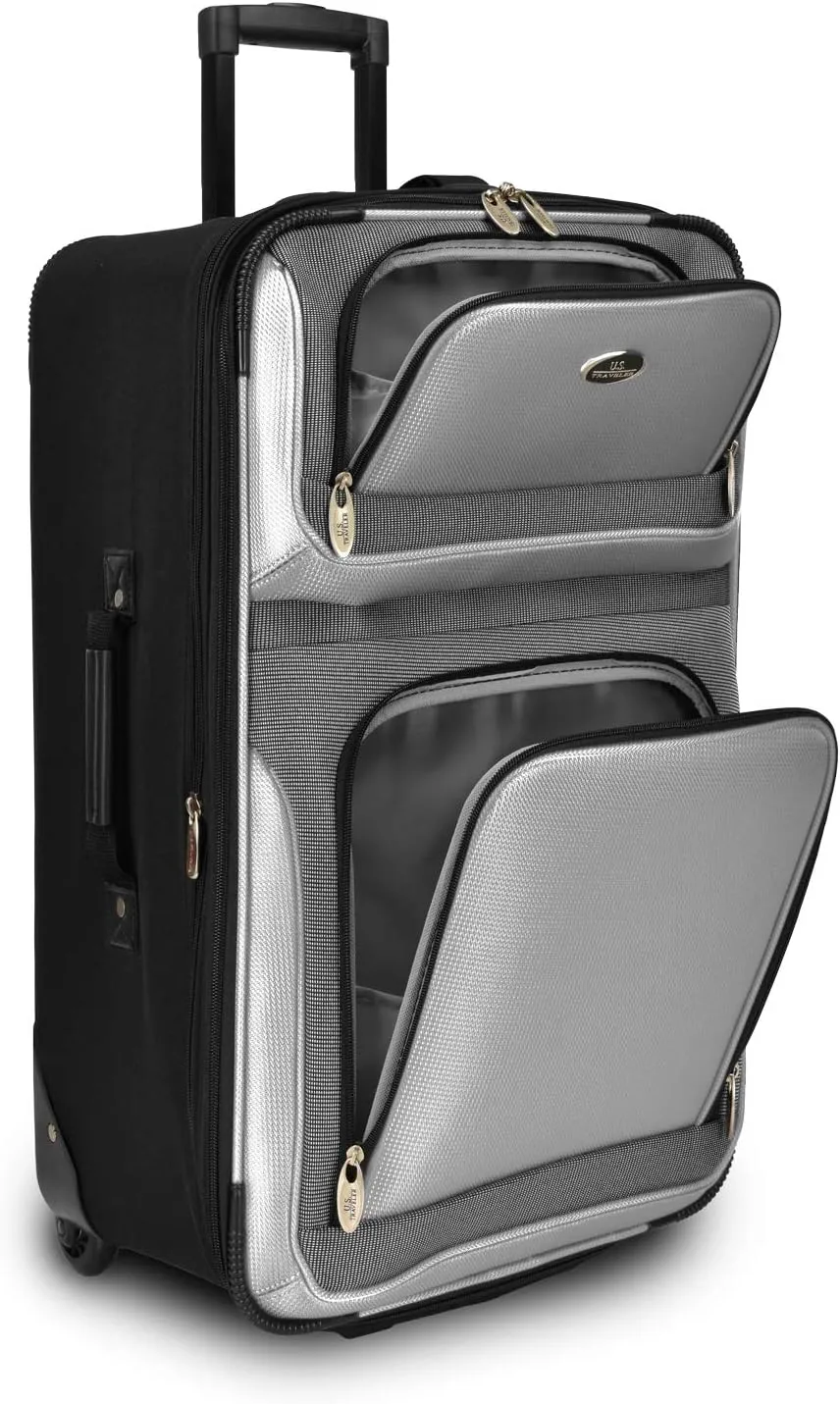 U.S. Traveler New Yorker Lightweight Softside Expandable Travel Rolling Luggage, Gray, 4-Piece Set (15/21/25/29)