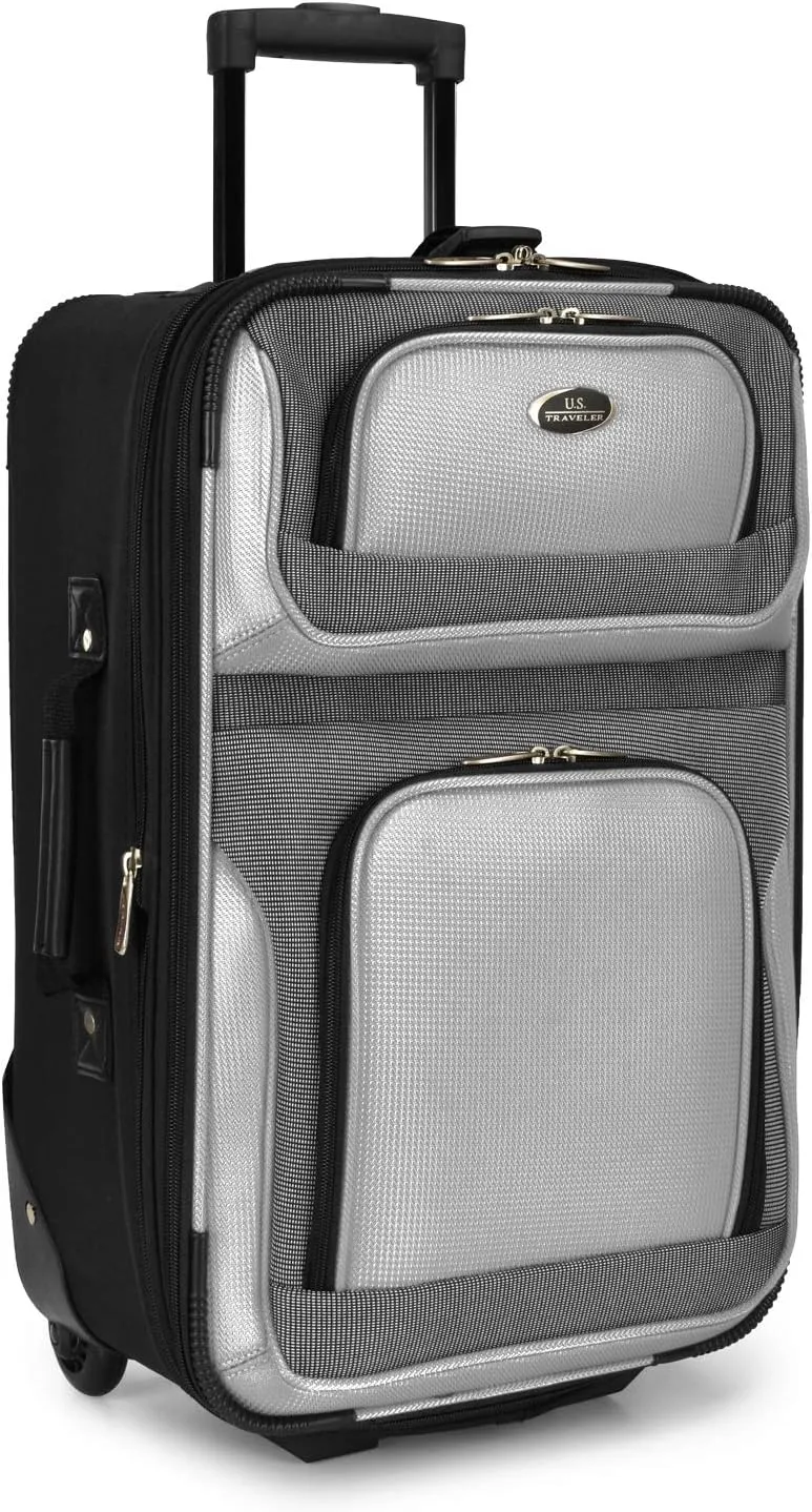 U.S. Traveler New Yorker Lightweight Softside Expandable Travel Rolling Luggage, Gray, 4-Piece Set (15/21/25/29)