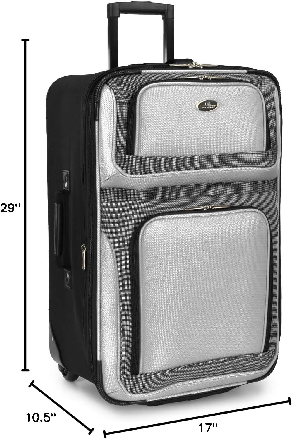 U.S. Traveler New Yorker Lightweight Softside Expandable Travel Rolling Luggage, Gray, 4-Piece Set (15/21/25/29)