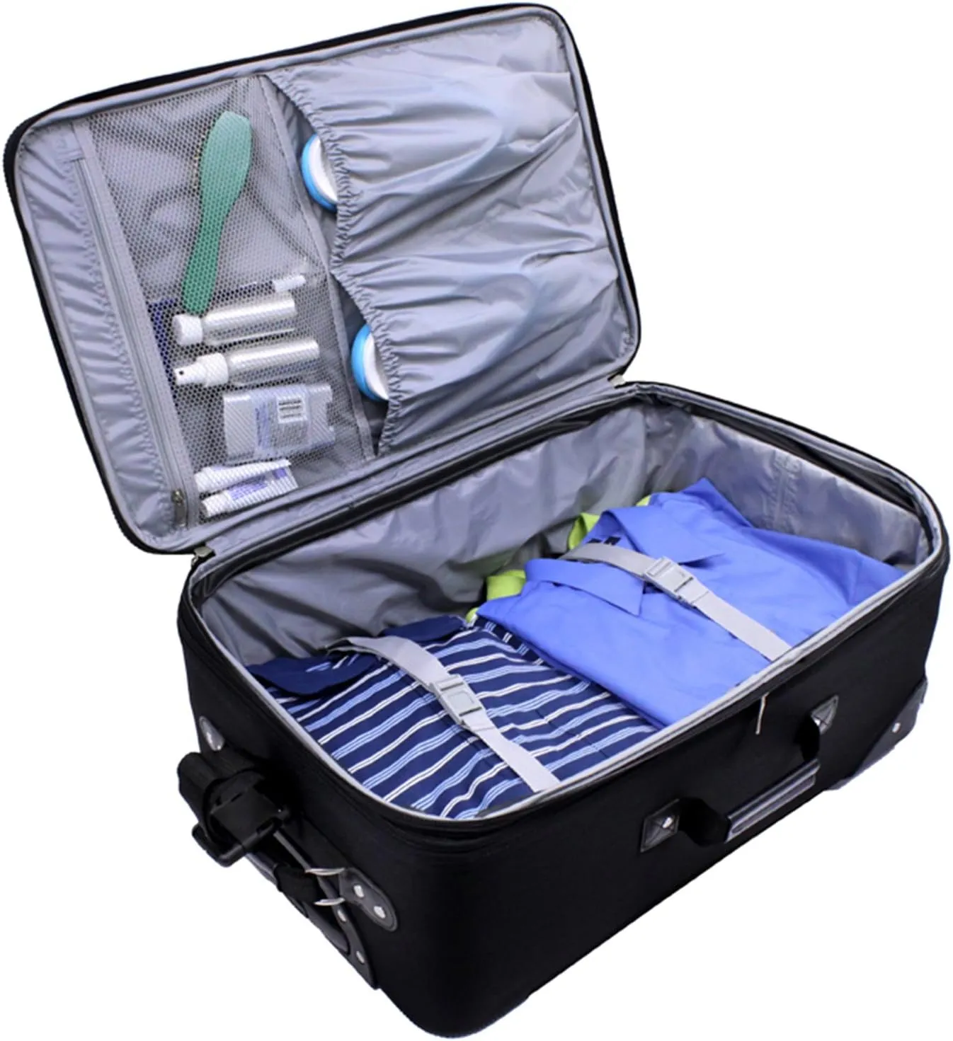 U.S. Traveler New Yorker Lightweight Softside Expandable Travel Rolling Luggage, Gray, 4-Piece Set (15/21/25/29)