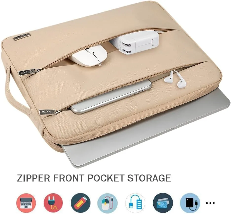V Voova Laptop Sleeve Carrying Case 13 13.6 Inch for MacBook Air 13 M3/M2/M1, MacBook Pro 13, IPad Pro 12.9, Waterproof Slim Computer Cover Bag with Handle for Women, Apricot