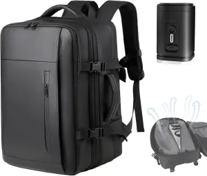 Vacpack Backpack, Air Backpack With Pump, 60L Expandable Backpack with Vacuum Compression, Anti Theft Vacpack Travel Vacuum Backpack (black 2)